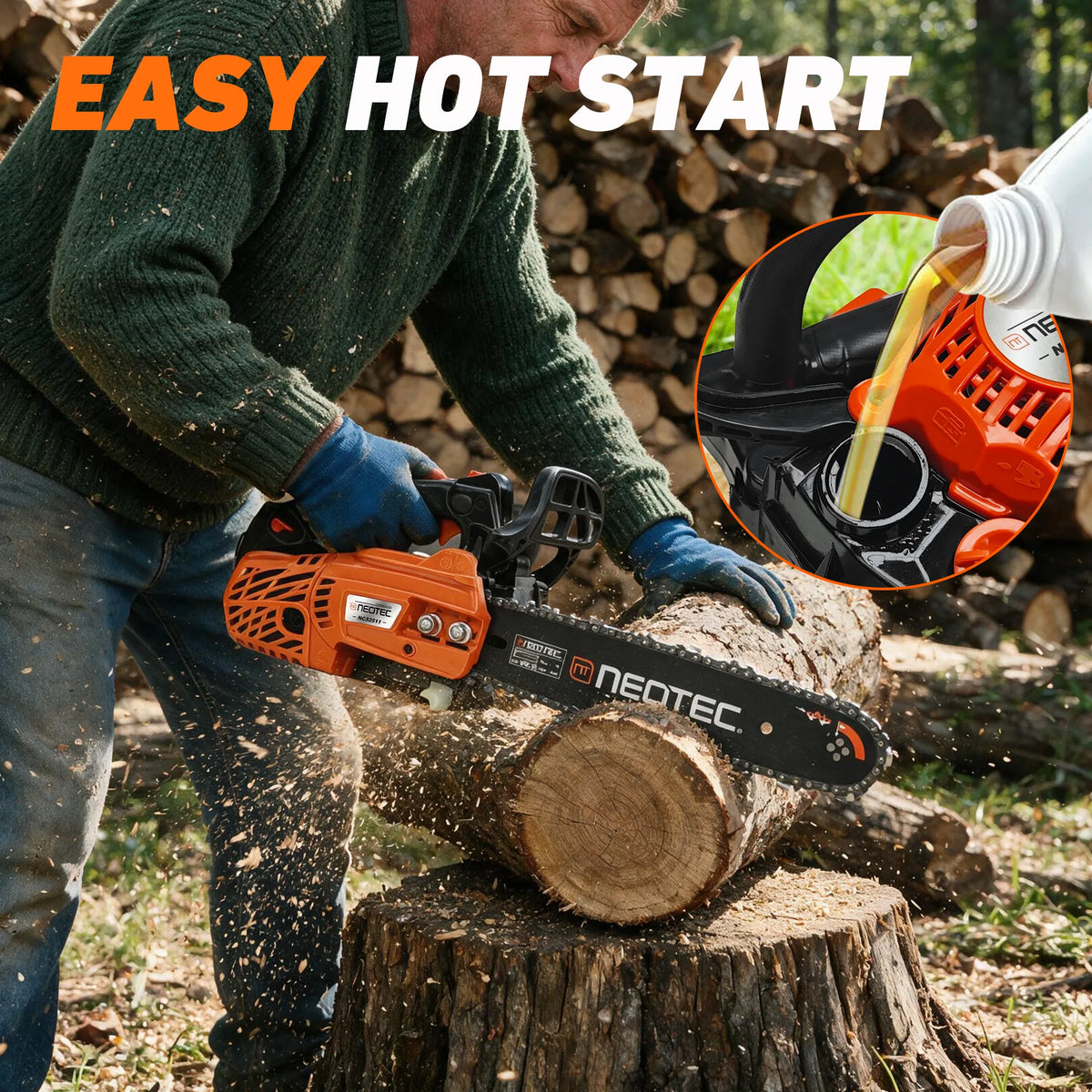 [7-Day Pre-Order]NEOTEC NCS2511 25cc 12" Top Handle Easy Maneuverability Gas Chainsaw