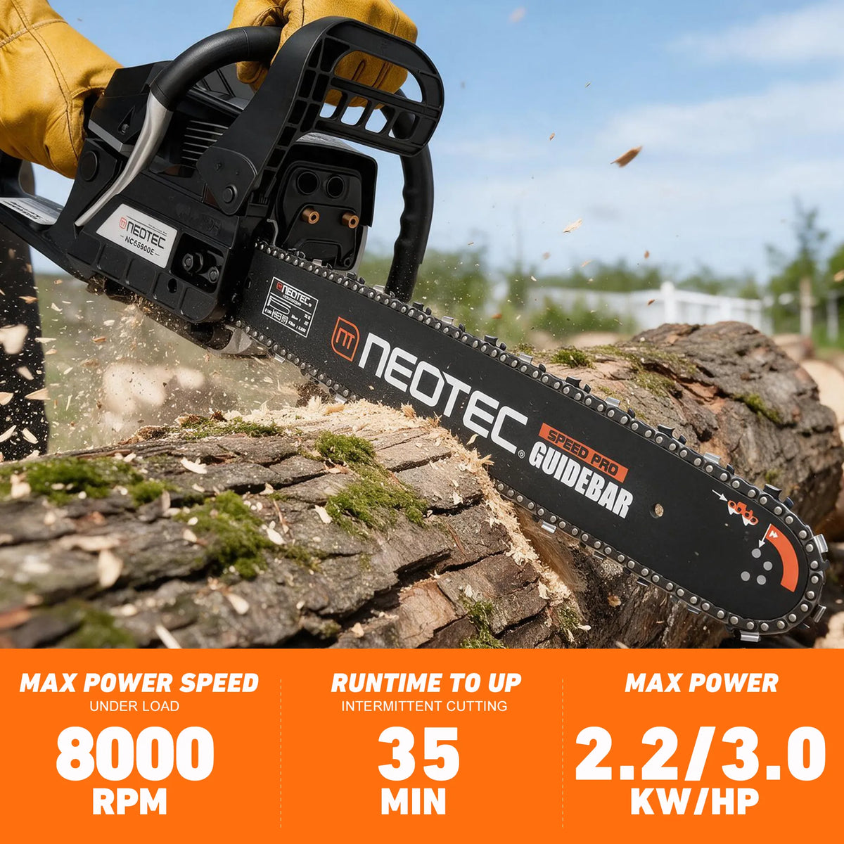 NEOTEC NCS5800E 58CC Gas Chainsaw 18" & 20" Bar Easy Start for Wood Cutting