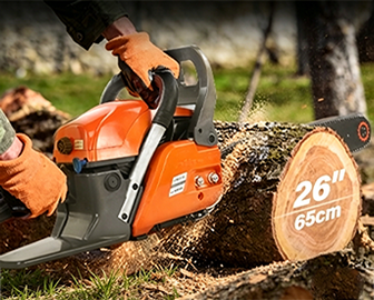 26"/65cm max cutting diameter, tackles large jobs effortlessly.