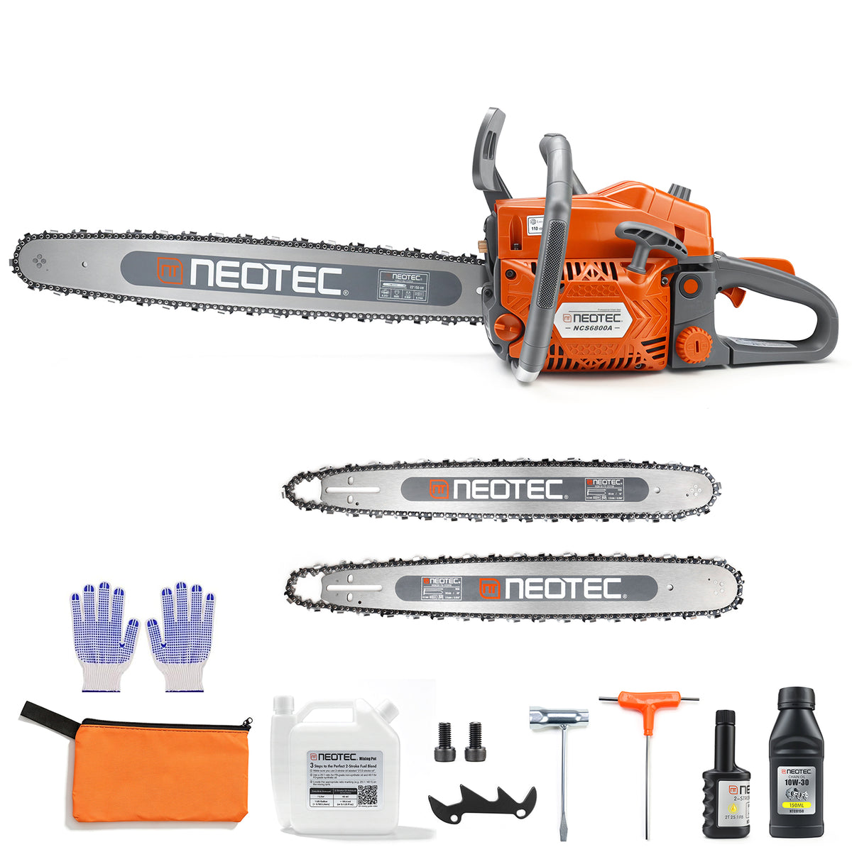NEOTEC NCS6800A ProSeries Chainsaw 22" 24“ Guide Bar Versatile Cutting