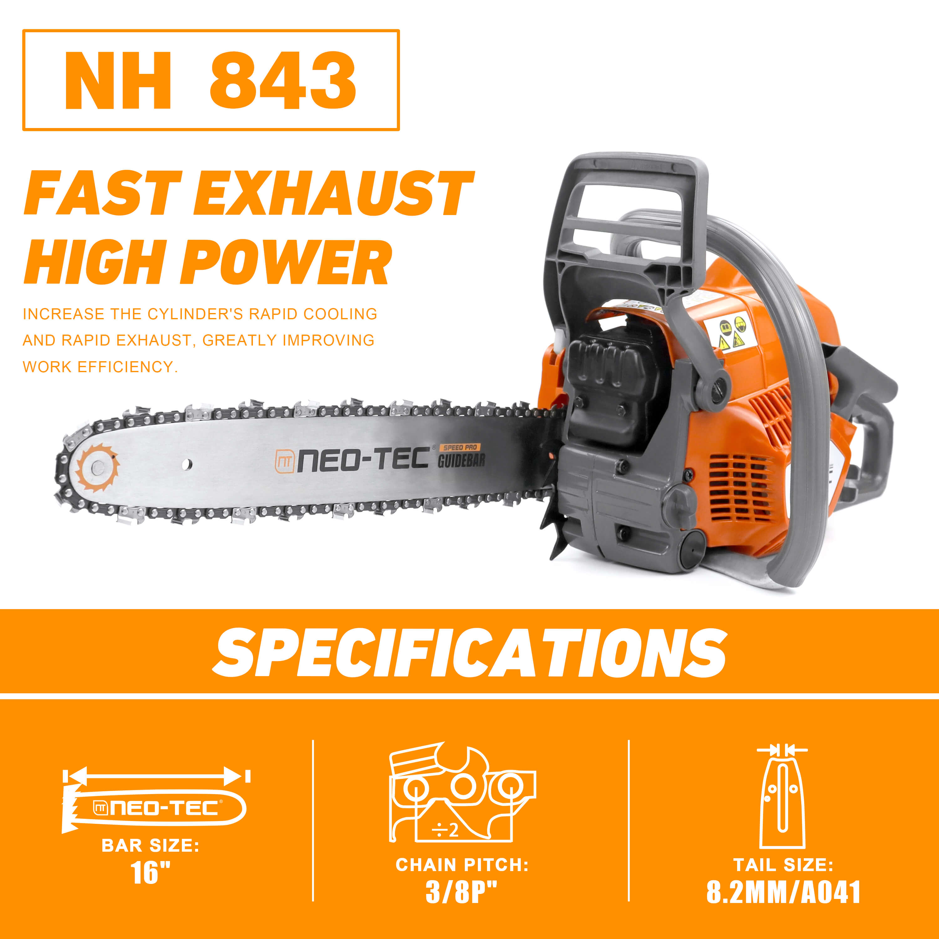 NEOTEC Gas Chainsaw NH843 best 43cc gas chainsaw for farm fencing