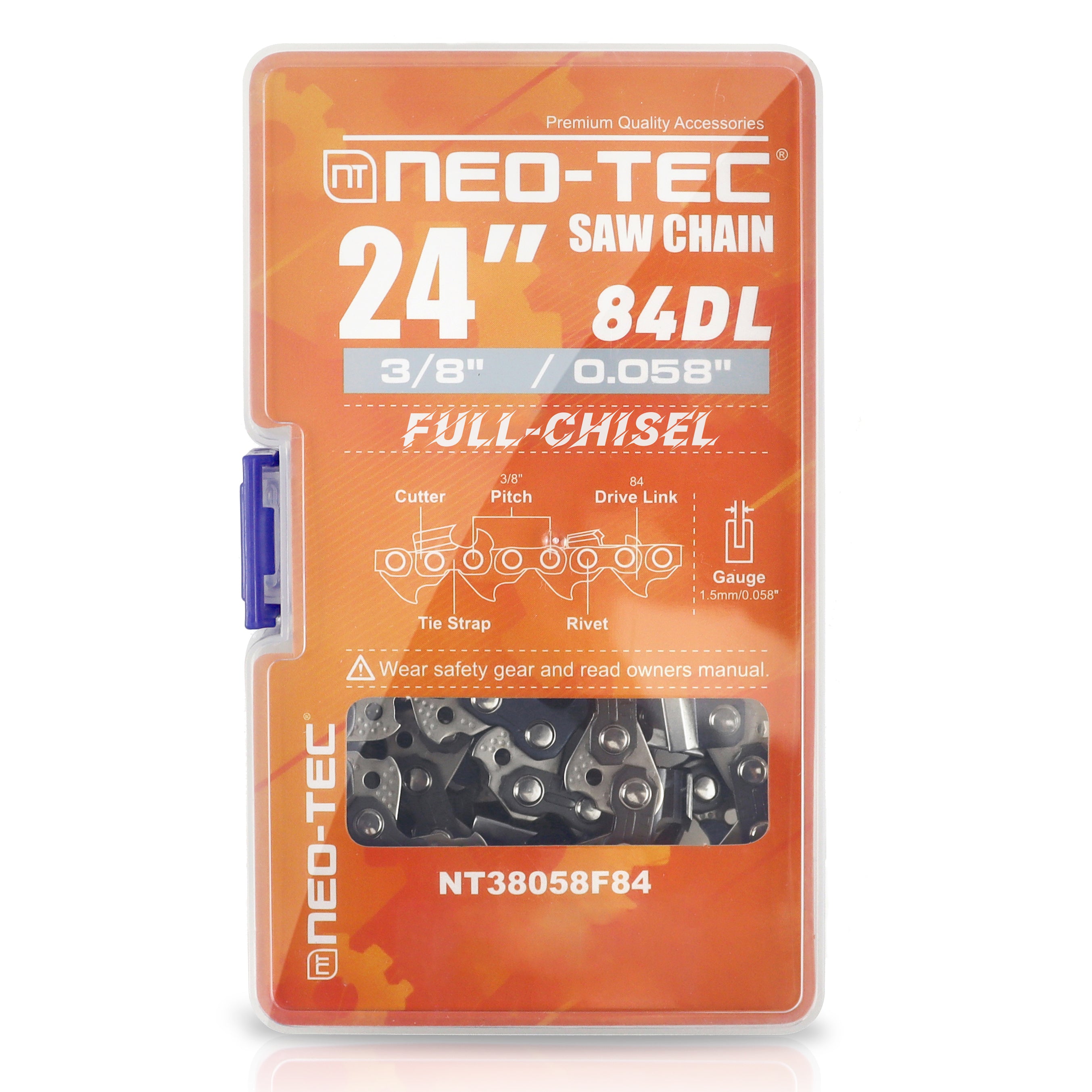 24 Inch Chainsaw Chain 3/8 Pitch, 0.058" Gauge, 84 Drive Links Full Chisel fits for Husqvarna 555, 562XP, 365, 565, 372XP, 572XP, 390XP, 395 XP, 585, 592 XP