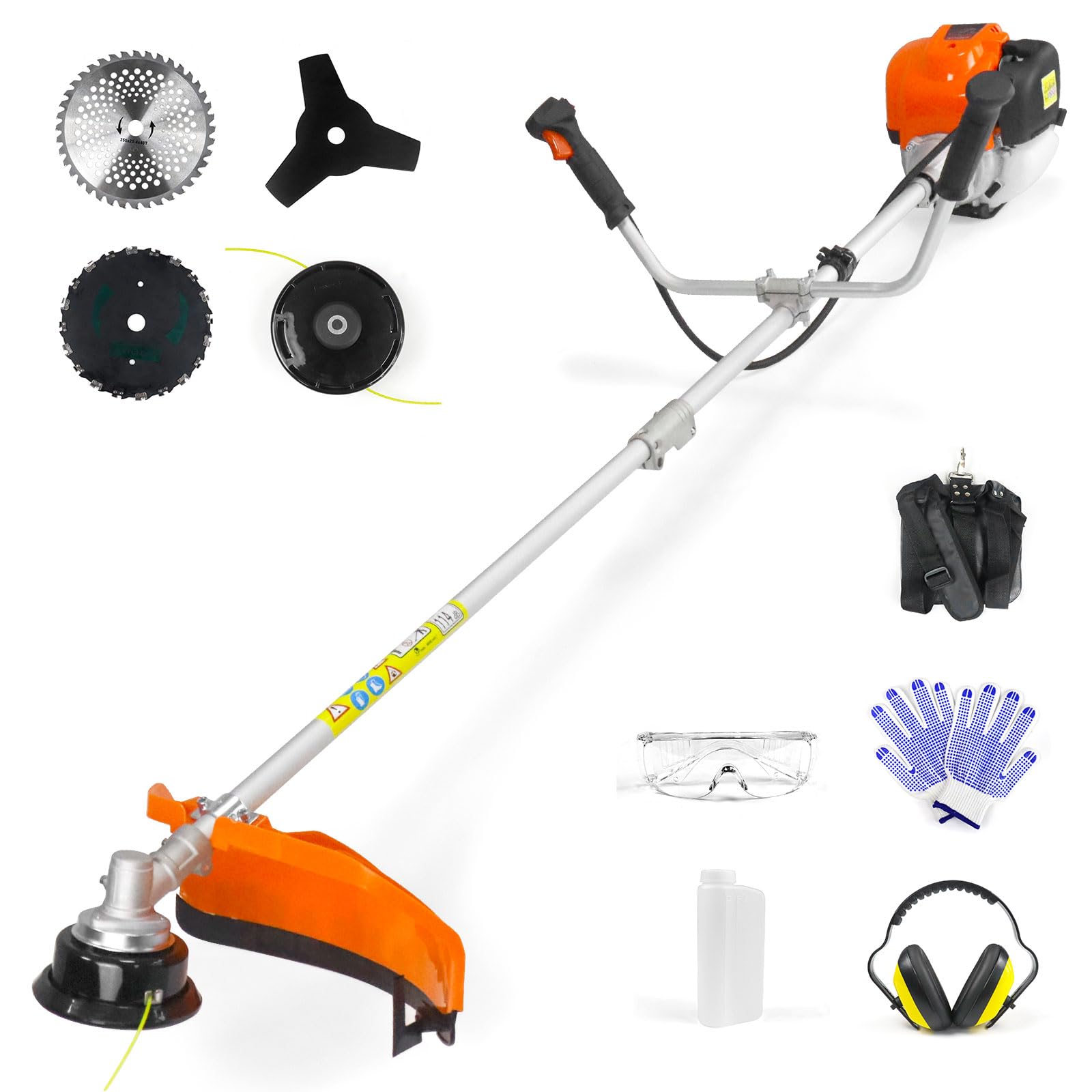 NEO-TEC 31cc 4-Cycle Gas Weed Wacker 4 in 1 String Trimmer/Edger 17'' with 10'' Brush Cutter x3 Rubber U-Handle & Shoulder Strap