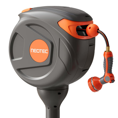 NEO-TEC Retractable Garden Hose Reel 360° Swivel 82ft 1/2 Inch Freestanding No-Drill Water Hose Reel G251225T