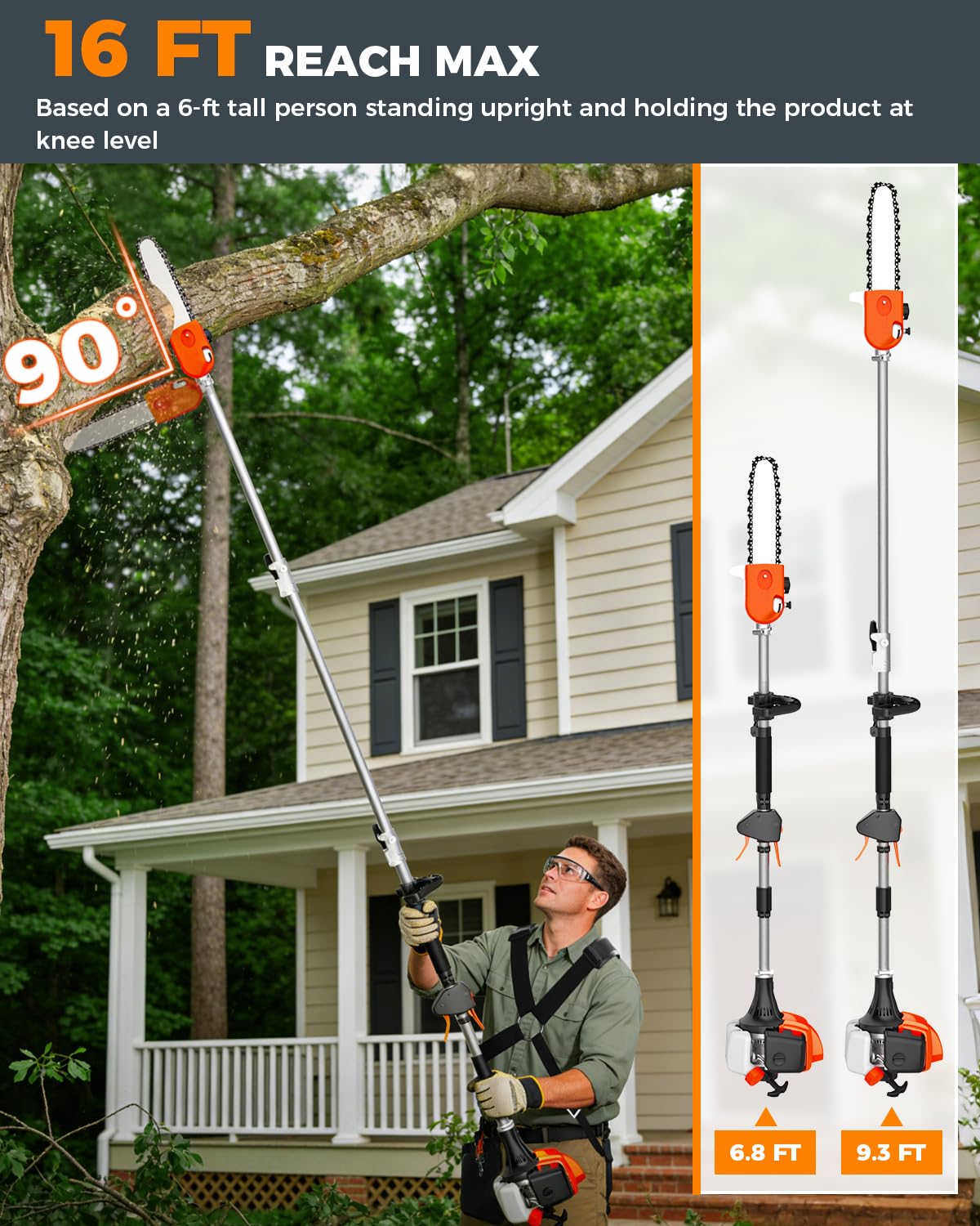 NEOTEC 26cc 4 in 1 String Trimmer/Edger, Pole Saw, Hedge Trimmer and Brush Cutter Blade BC260E-JS