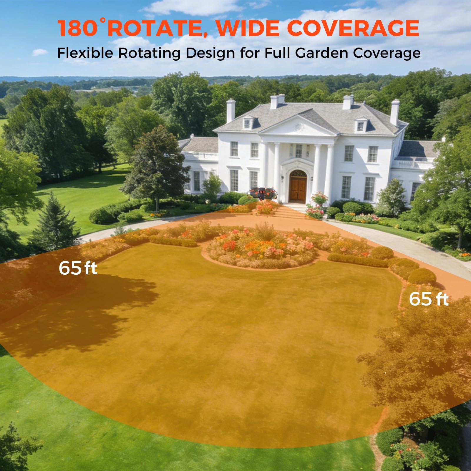 NEOTEC New Retractable Garden Hose Reel 65ft 1/2 Inch Wall Mount 180° Swivel with 9 Pattern Nozzle G201220