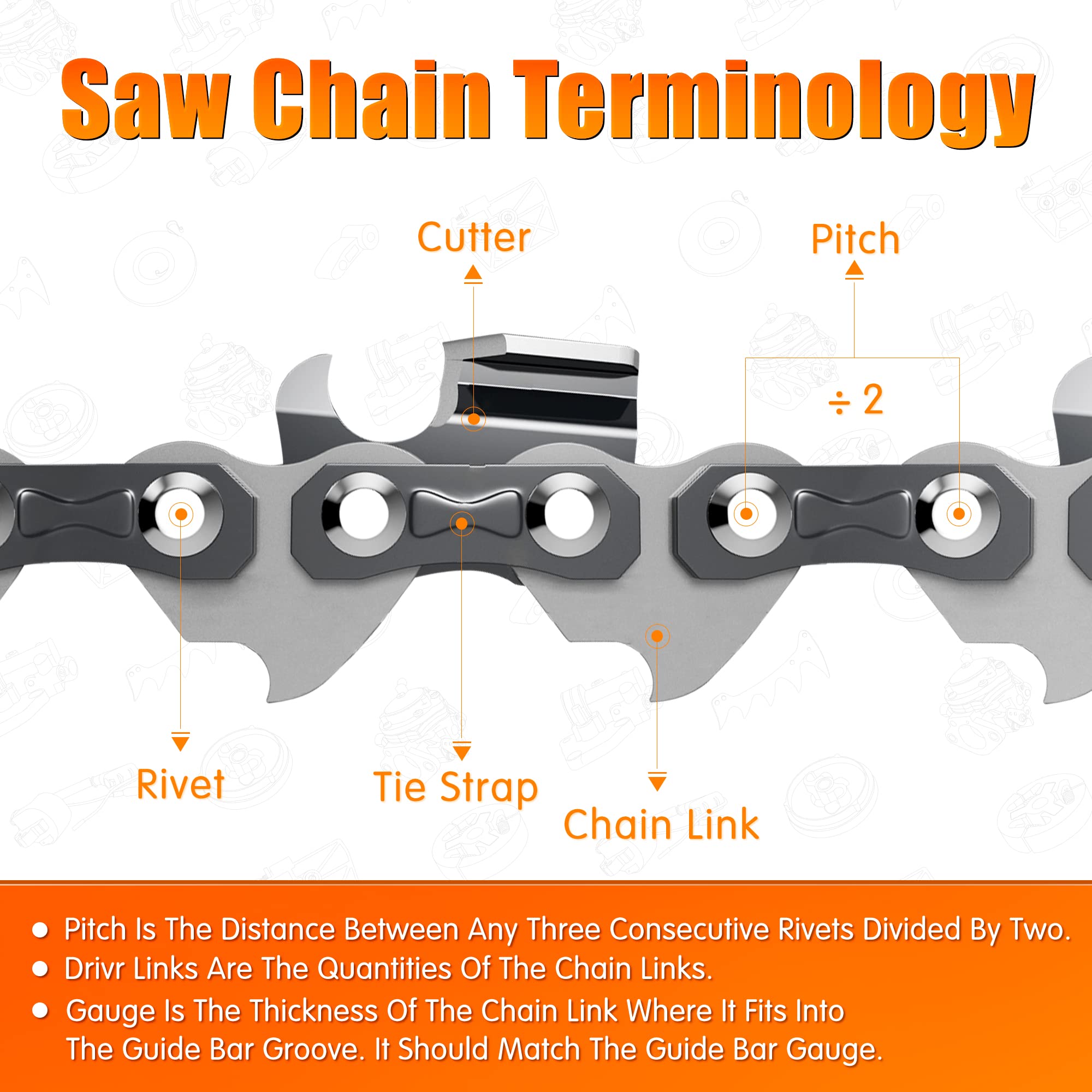 NEO-TEC 36 Inch Chainsaw Chain Blades Full Chisel 3/8 Pitch 0.063" Gauge 114 Drive Link Fit For Stihl Cadena 038 044 046 056 MS440 MS460 MS441 MS461 MS381 MS382 MS660 MS660 G660 Husqvarna 395XP