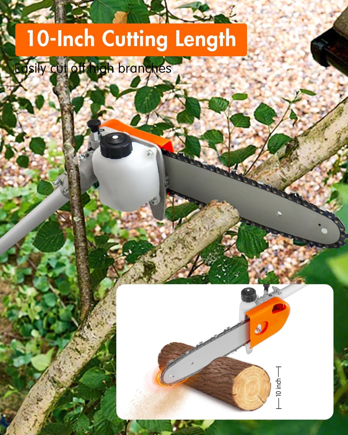 NEOTEC 26CC Gas Pole Saw 6.9-9.5 FT Extendable Gas Powered Pole Saws BC260E-JY