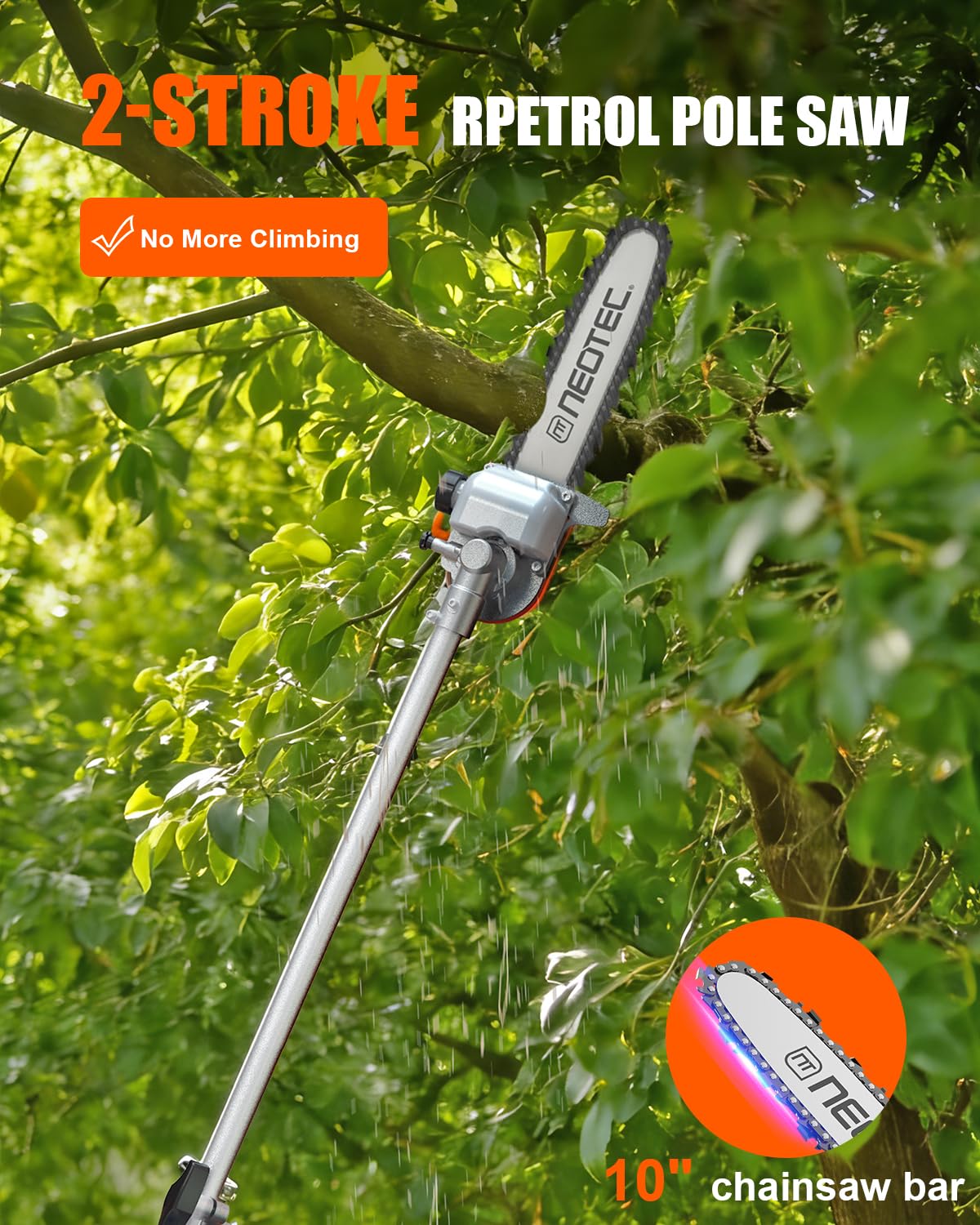 NEO-TEC 52CC 2-Stroke Gas Powered 5-in-1 Multi-Functional Weed Eater & Trimmer Combo Kit - Includes Grass Trimmer, Brush Cutter, Hedge Trimmer, Pole Saw, Blade BC520-5NT