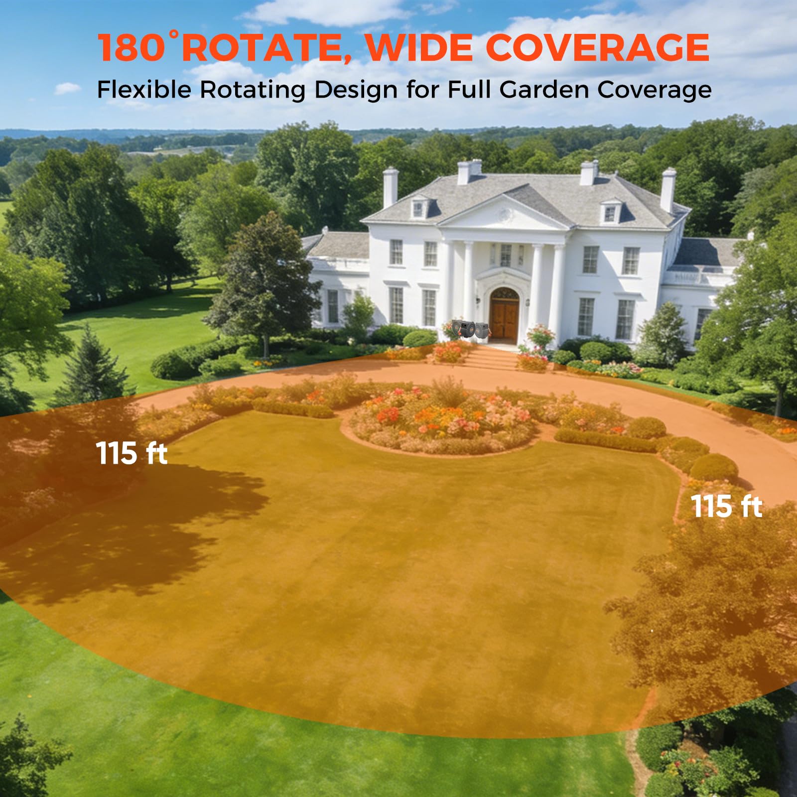 NEOTEC Retractable Garden Hose Reel 115ft 5/8 Inch Wall Mount 180° Swivel with 9 Sprayer Nozzle G505835