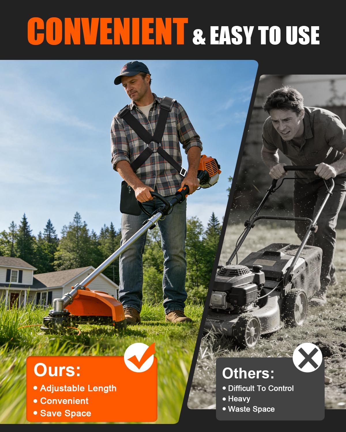 NEO-TEC 52CC 2-Stroke Gas Powered 5-in-1 Multi-Functional Weed Eater & Trimmer Combo Kit - Includes Grass Trimmer, Brush Cutter, Hedge Trimmer, Pole Saw, Blade BC520-5NT