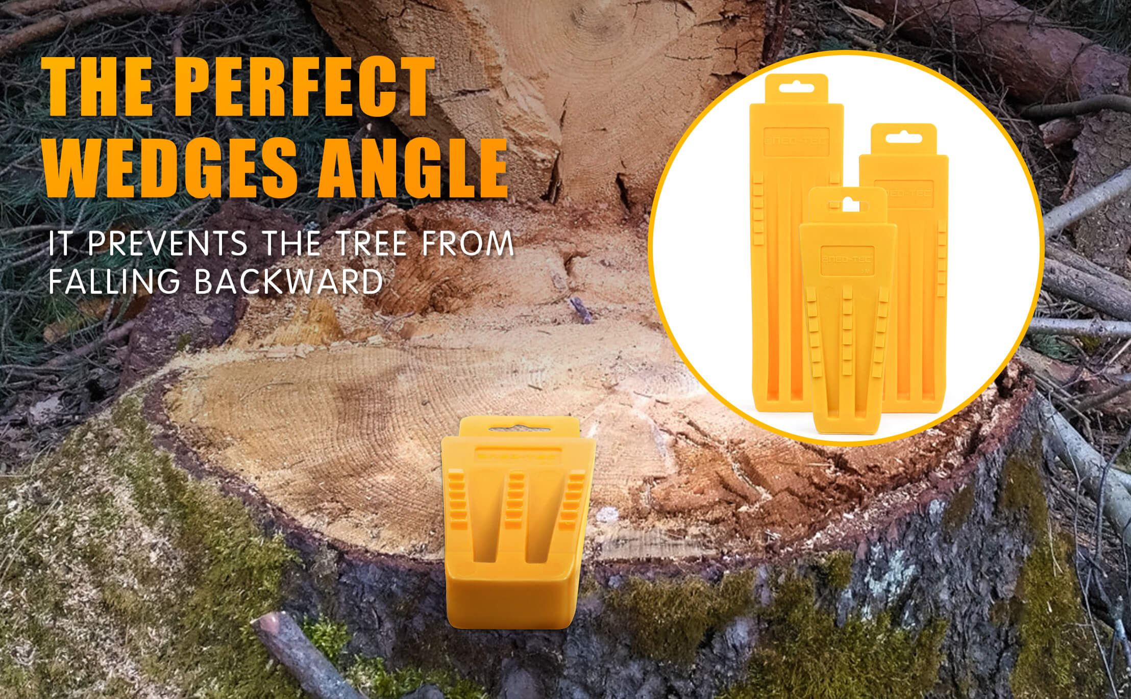NEO-TEC 6 Pack Tree Felling Wedges with Spikes for Safe Tree Cutting 5.5"