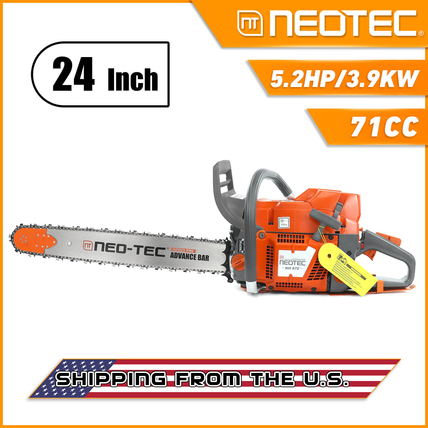 Neo-tec Chainsaw NH872 71 70cc 24in 24 22 20 inch Farmtech Gas