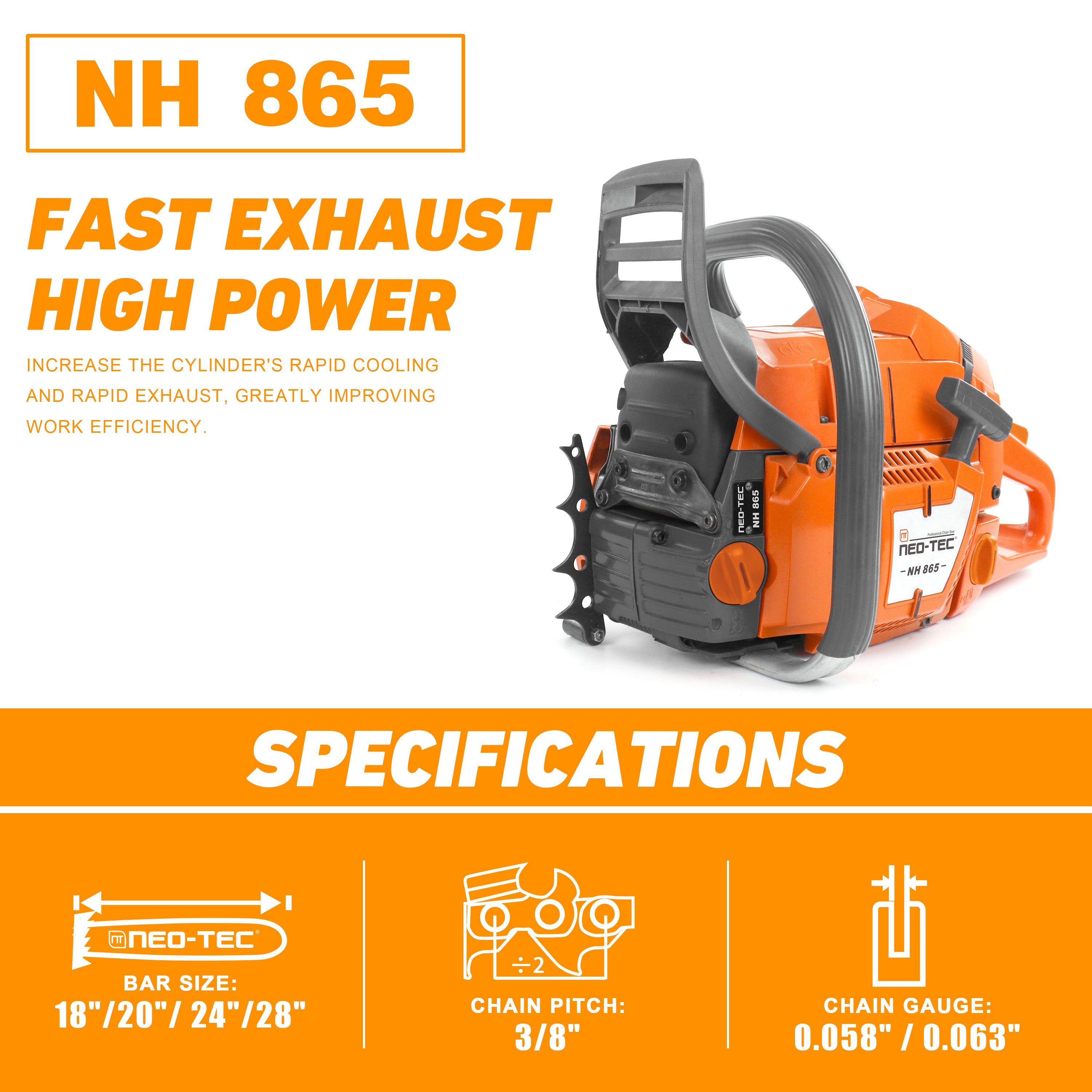 Neo-tec Chainsaw NH865 65cc 24in 22 20 inch Best Faemtech Gas Chainsaws U.S. STOCK - NEOTEC CHAINSAW 