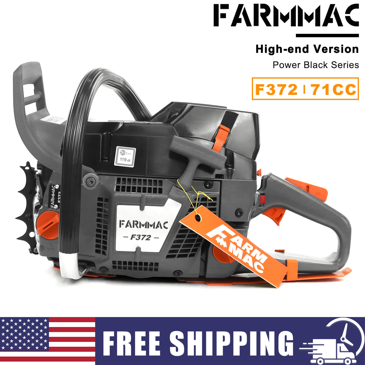 FARMMAC F372 Gas Chain Saw 71 70cc 24 20 inch Bar Farmtech Chainsaws U