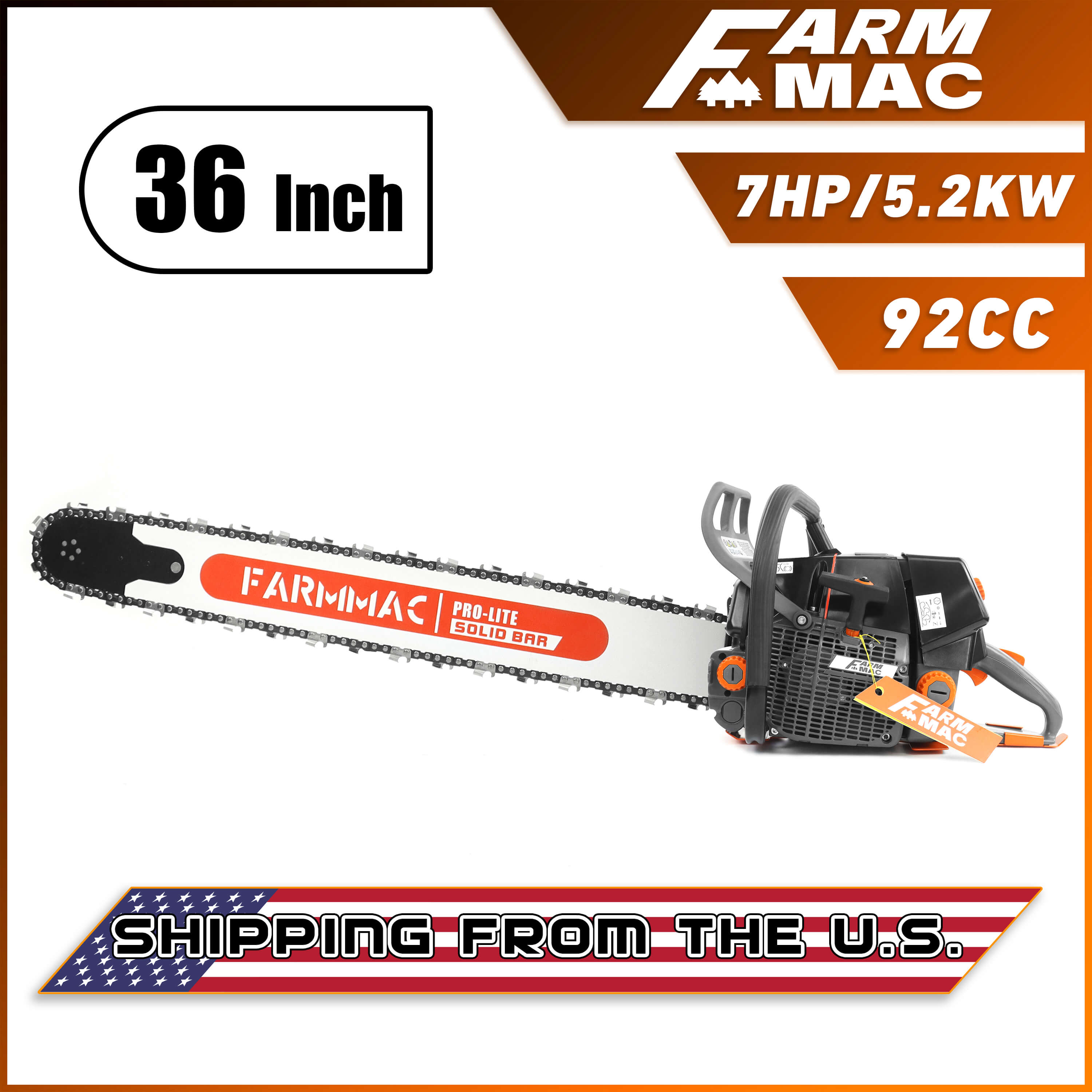 Gas Chainsaw FARMMAC F660V 92 90cc 24 28 36 inch Chainsaw for Milling U.S. STOCK - NEOTEC CHAINSAW 
