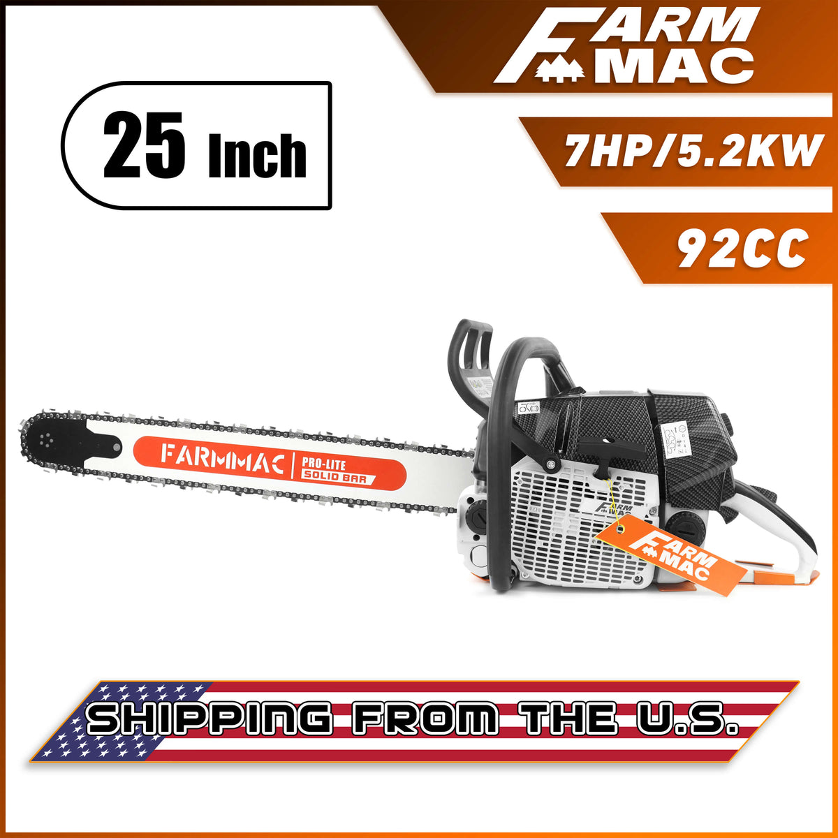FARMMAC F660VW 90cc 92cc 24/25 28 36 42 inch Gas Chainsaw U.S.