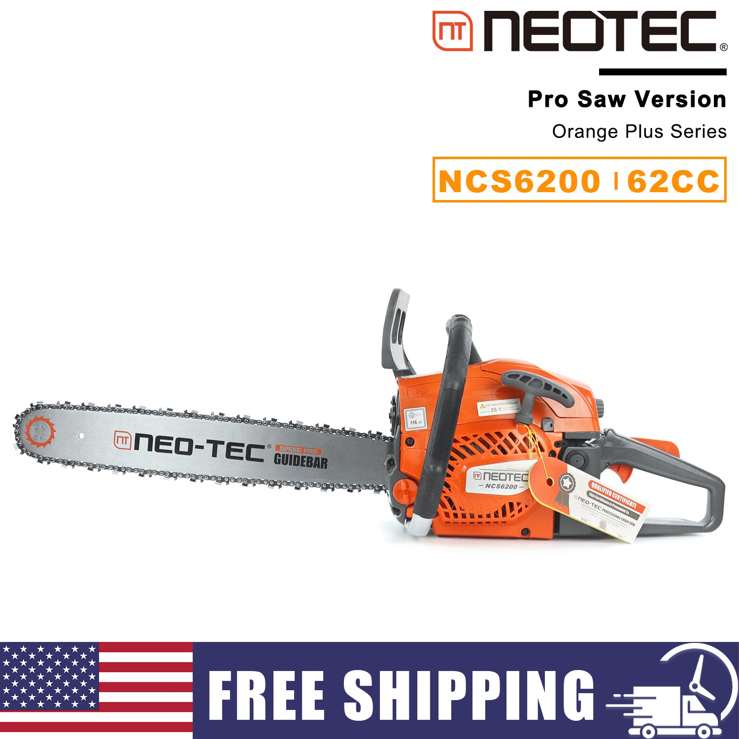 Neotec NCS6200 20 Inch Chainsaw 62 60CC Power Chinese Chainsaw Gas