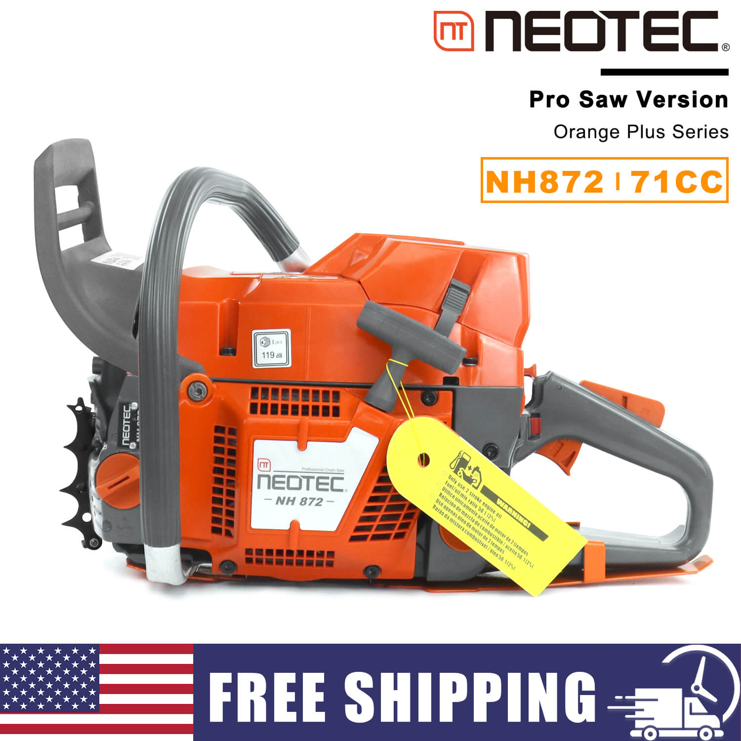 Neo-tec Chainsaw NH872 71 70cc 24in 24 22 20 inch Farmtech Gas Chainsaw U.S. STOCK - NEOTEC CHAINSAW 